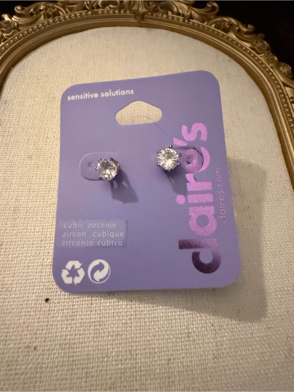 Claire's Silver Cubic Zirconia Stud Earrings - sensitive solutions